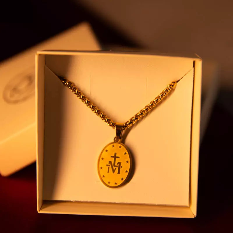 Colar Virgem Maria – Pingente Religioso de Nossa Senhora com Símbolo de Devoção