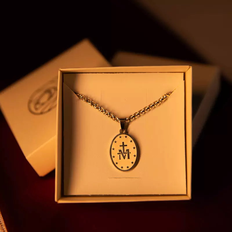 Colar Virgem Maria – Pingente Religioso de Nossa Senhora com Símbolo de Devoção