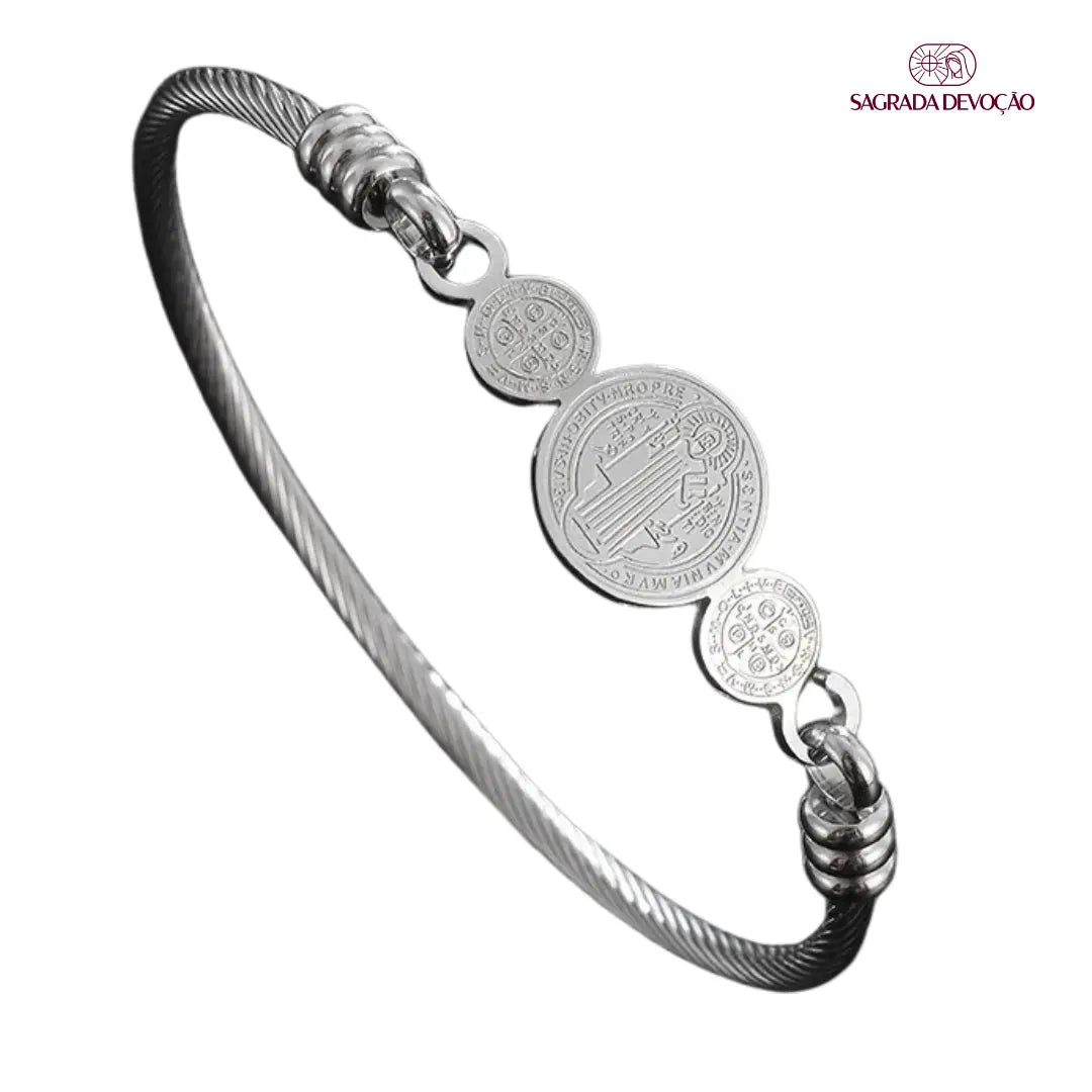 Pulseira São Bento Ouro ou Prata Feminina – Pulseira Religiosa com Medalha de Devoção