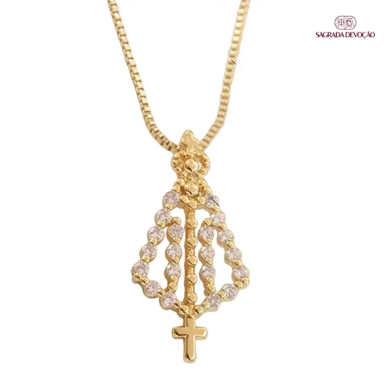 Colar Nossa Senhora Aparecida Feminino – Pingente Religioso com Zircônias