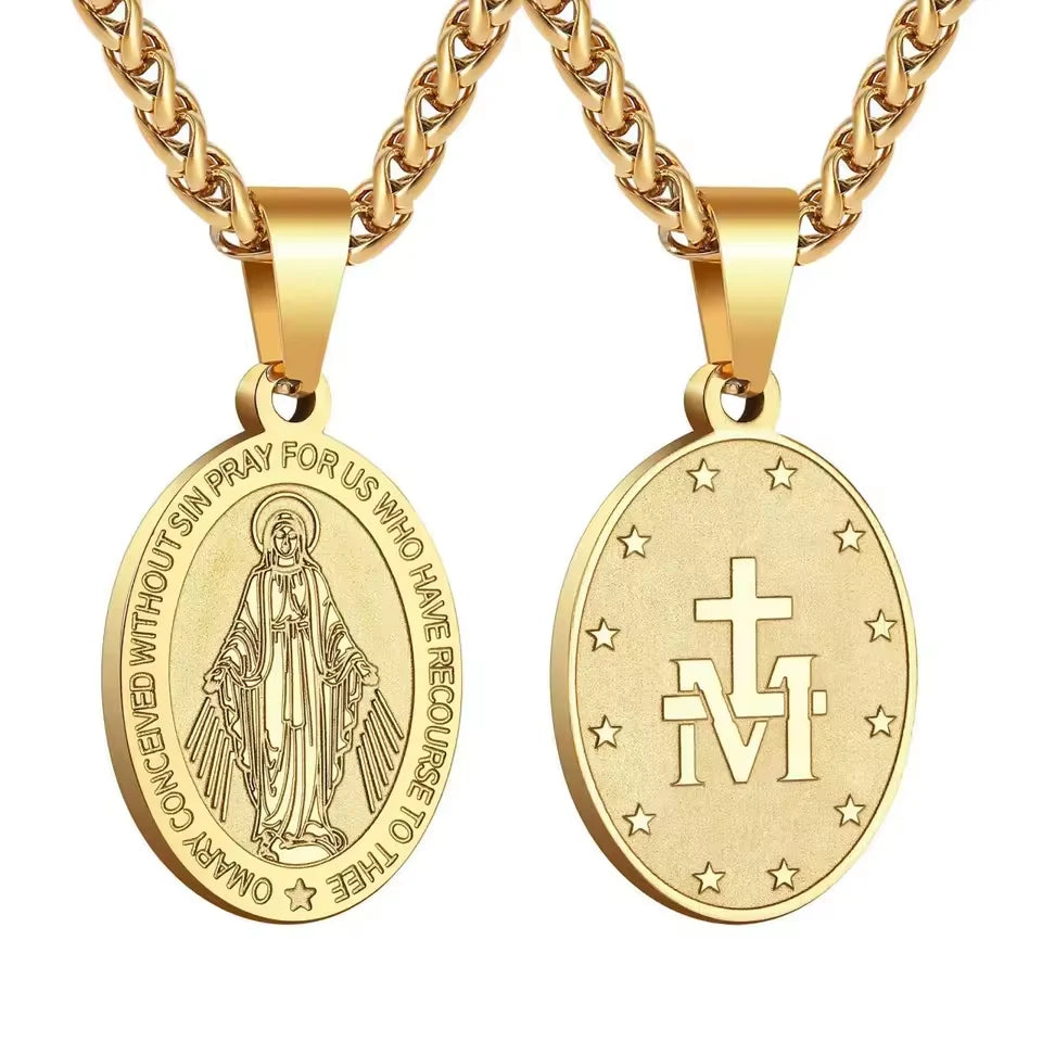Colar Virgem Maria – Pingente Religioso de Nossa Senhora com Símbolo de Devoção