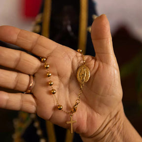 Pulseira São Bento com Dezena de Terço Ouro 14k – Pulseira Religiosa de Oração Masculino e Feminino