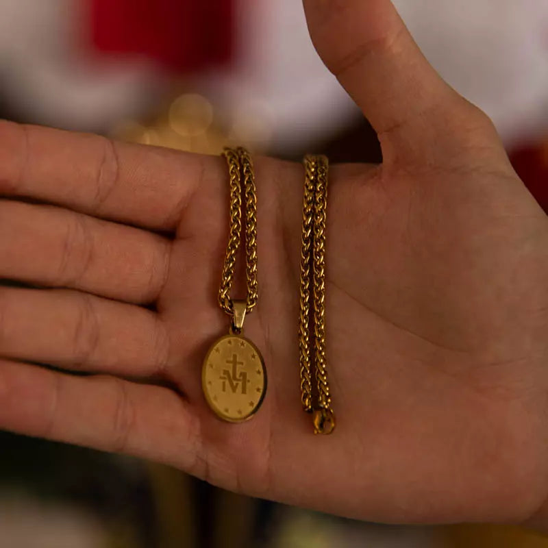 Colar Virgem Maria – Pingente Religioso de Nossa Senhora com Símbolo de Devoção
