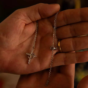 Colar Cruz e Coroa de Cristo - Prata