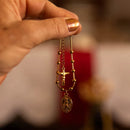 Pulseira Virgem Maria com Dezena de Terço Ouro – Pulseira Religiosa Feminina para Oração