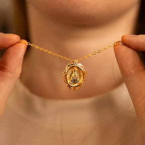 Colar Retrato Nossa Senhora Aparecida - Zircônia Premium Ouro 14K