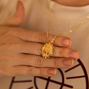 Colar Retrato Nossa Senhora Aparecida - Zircônia Premium Ouro 14K