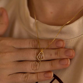Colar Nossa Senhora Aparecida Feminino – Pingente Religioso com Zircônias