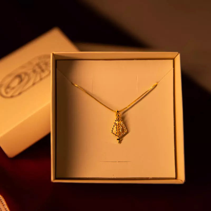 Colar Nossa Senhora Aparecida Feminino – Pingente Religioso com Zircônias