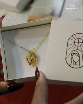 Colar Retrato Nossa Senhora Aparecida - Zircônia Premium Ouro 14K