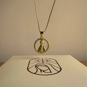Colar Nossa Senhora Aparecida com Zircônias Ouro – Colar Religioso Feminino Delicado