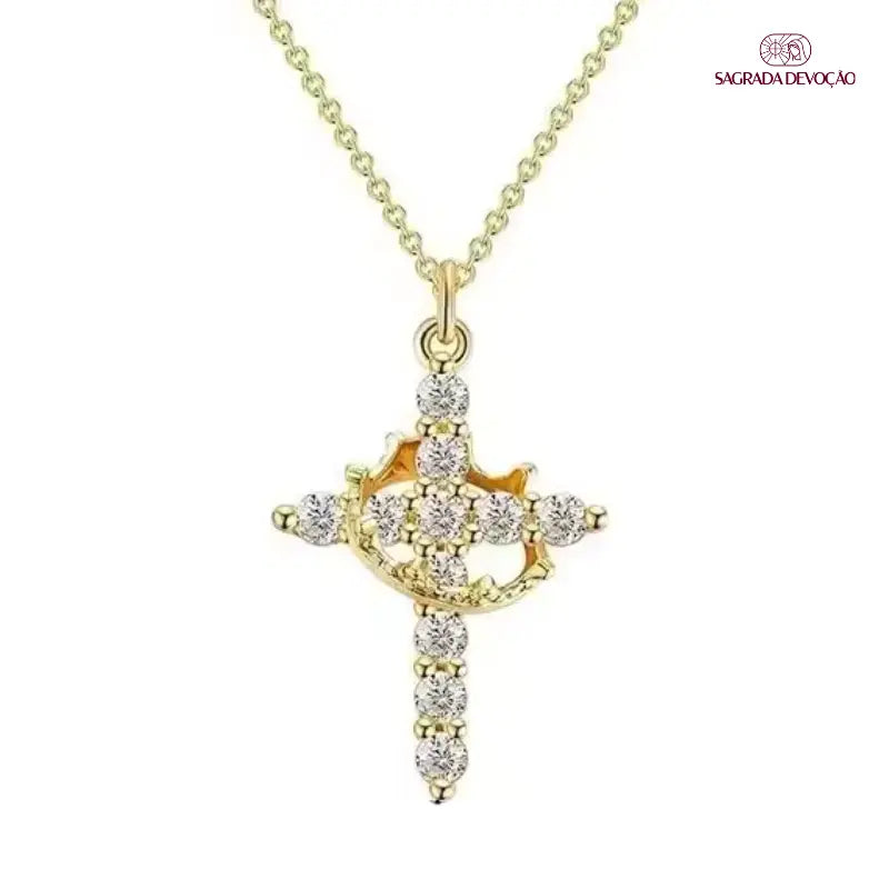 Colar Cruz e Coroa de Cristo – Ouro