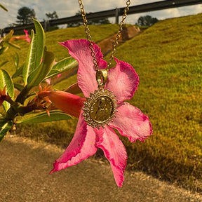 Colar Medalha Nossa Senhora Aparecida com Zircônias Ouro – Colar Religioso Feminino Delicado