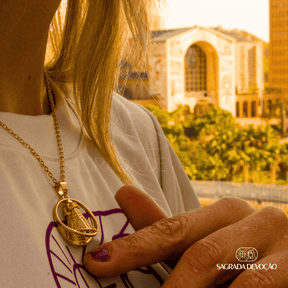Colar Aura Nossa Senhora Aparecida Dupla Face | Zircônia Premium Ouro 14K