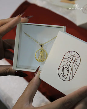 Colar Aura Nossa Senhora Aparecida Dupla Face | Zircônia Premium Ouro 14K