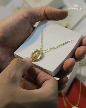 Colar Retrato Nossa Senhora Aparecida - Zircônia Premium Ouro 14K