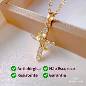 Colar Cruz e Coroa de Cristo – Ouro
