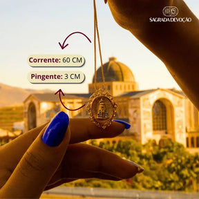 Colar Retrato Nossa Senhora Aparecida - Zircônia Premium Ouro 14K