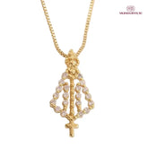 Colar Nossa Senhora Aparecida Feminino – Pingente Religioso com Zircônias