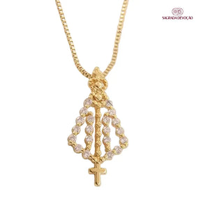 Colar Nossa Senhora Aparecida Feminino – Pingente Religioso com Zircônias