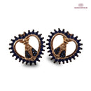 Brinco Coração Nossa Senhora Aparecida Zircônias Azuis Ouro – Brinco Religioso Feminino