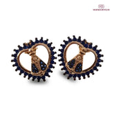 Brinco Coração Nossa Senhora Aparecida Zircônias Azuis Ouro – Brinco Religioso Feminino