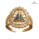 Anel Nossa Senhora Aparecida Ajustável Ouro 14k – Anel Religioso Feminino com Zircônias