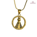 Colar Nossa Senhora Aparecida com Zircônias Ouro – Colar Religioso Feminino Delicado