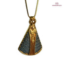Colar Nossa Senhora Aparecida Clássica com Zircônias Azuis Ouro – Colar Religioso Feminino