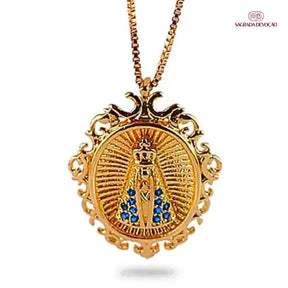 Colar Retrato Nossa Senhora Aparecida - Zircônia Premium Ouro 14K
